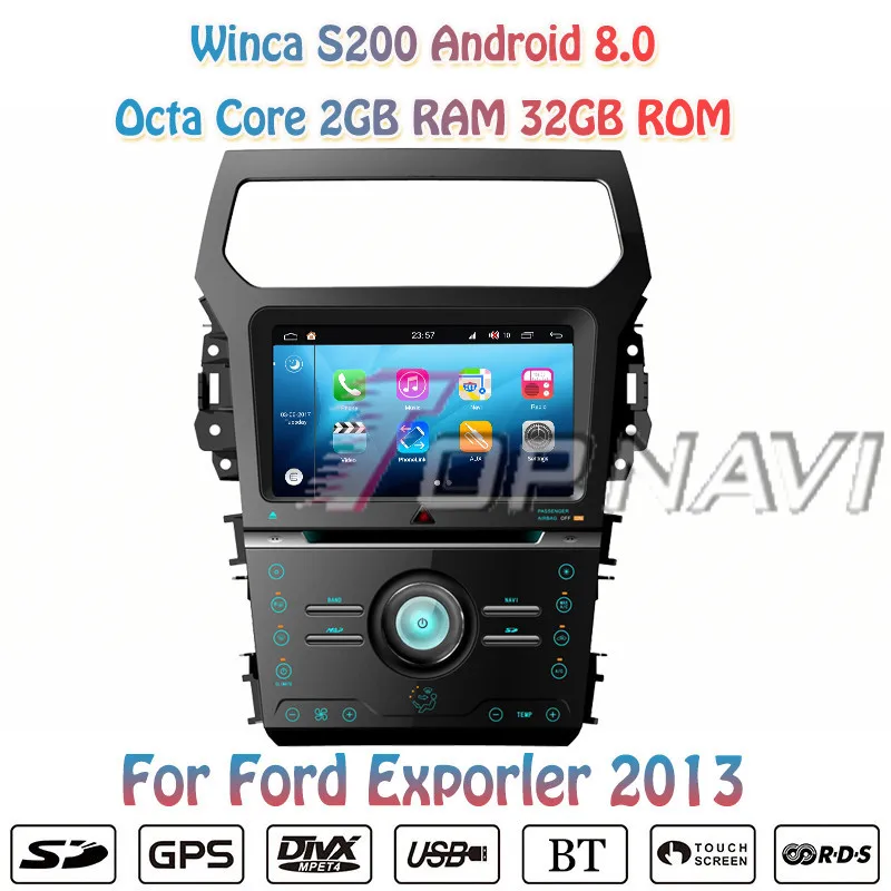 

TOPNAVI 8'' Octa Core S200 Android 8.0 Car DVD Multimedia Player for Ford Exporler 2013 Audio Radio Stereo 2DIN GPS Navigation