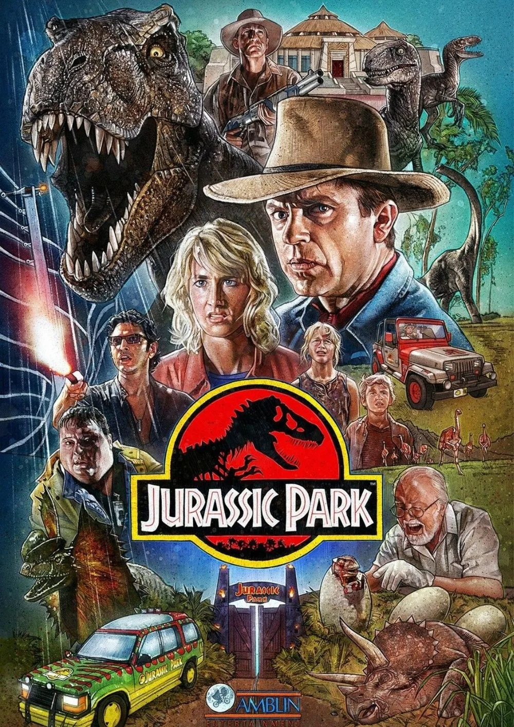 

JURASSIC PARK CLASSIC MOVIE Silk Poster Wall Decor Room Painting 24X36Inch