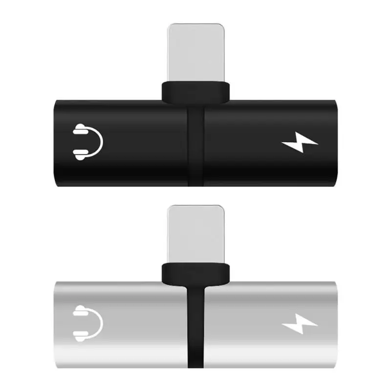 

1Pcs Charging Music 2 in 1 Splitter Aluminium Alloy Dual 8 Pin Port Converter Charger Audio Headphone Jack Adapter for iPhone