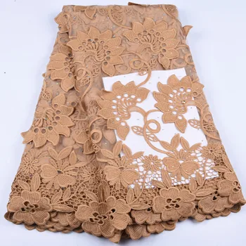 

Royal Gold French Lace Fabric With 3 D Flower Nigerian French Fabric High Quality African Tulle Lace Fabric A1634