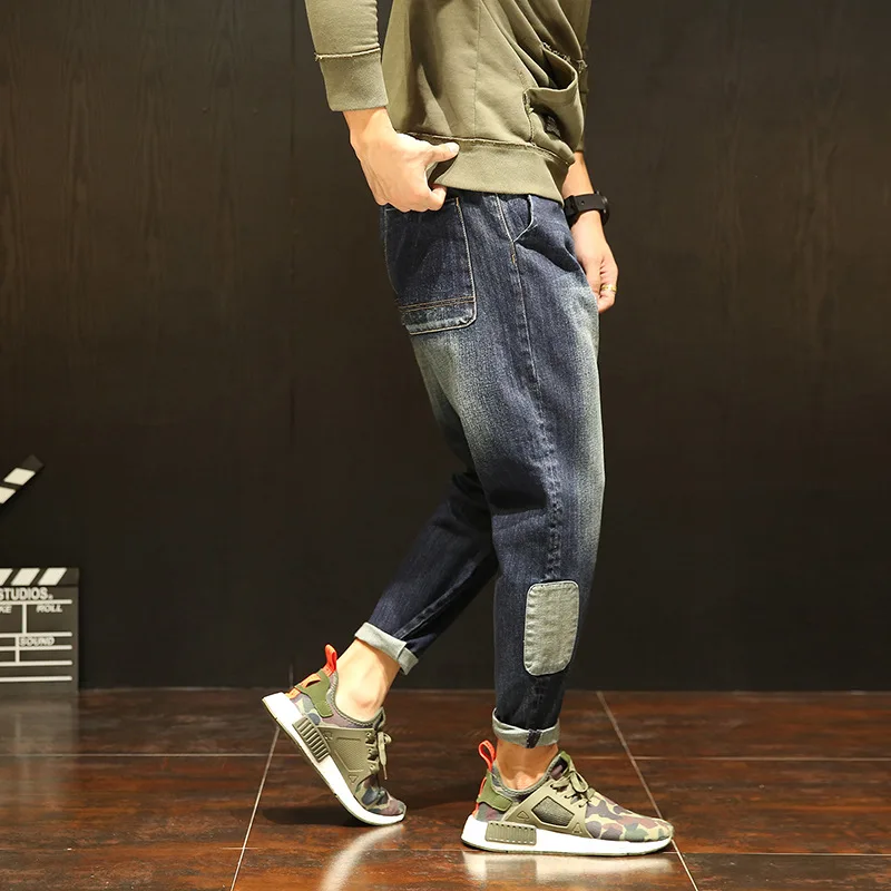 Модные брендовые мужские свободные джинсы-шаровары, теплые джинсы свободные для мужчин, уникальная одежда в стиле хип-хоп, Качественная верхняя одежда, новинка, Осень-зима