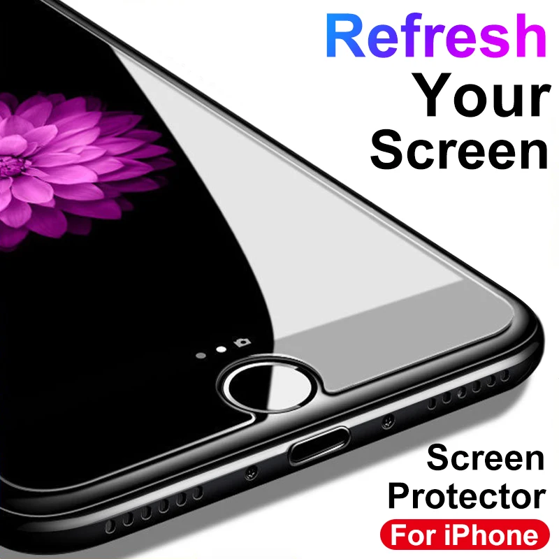 

9H Protective glass for on iPhone 6 6s 7 8 Plus X Xr Xs Max Tempered Screen Protector for iPhone X Xr Xs Max Glass on iPhone X