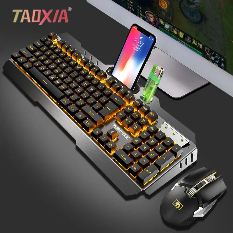 Wireless Rechargeable Keyboard And Mouse Set Really Mechanical Keyboard Laptop Computer Esports Game Portable Charging Keyboards