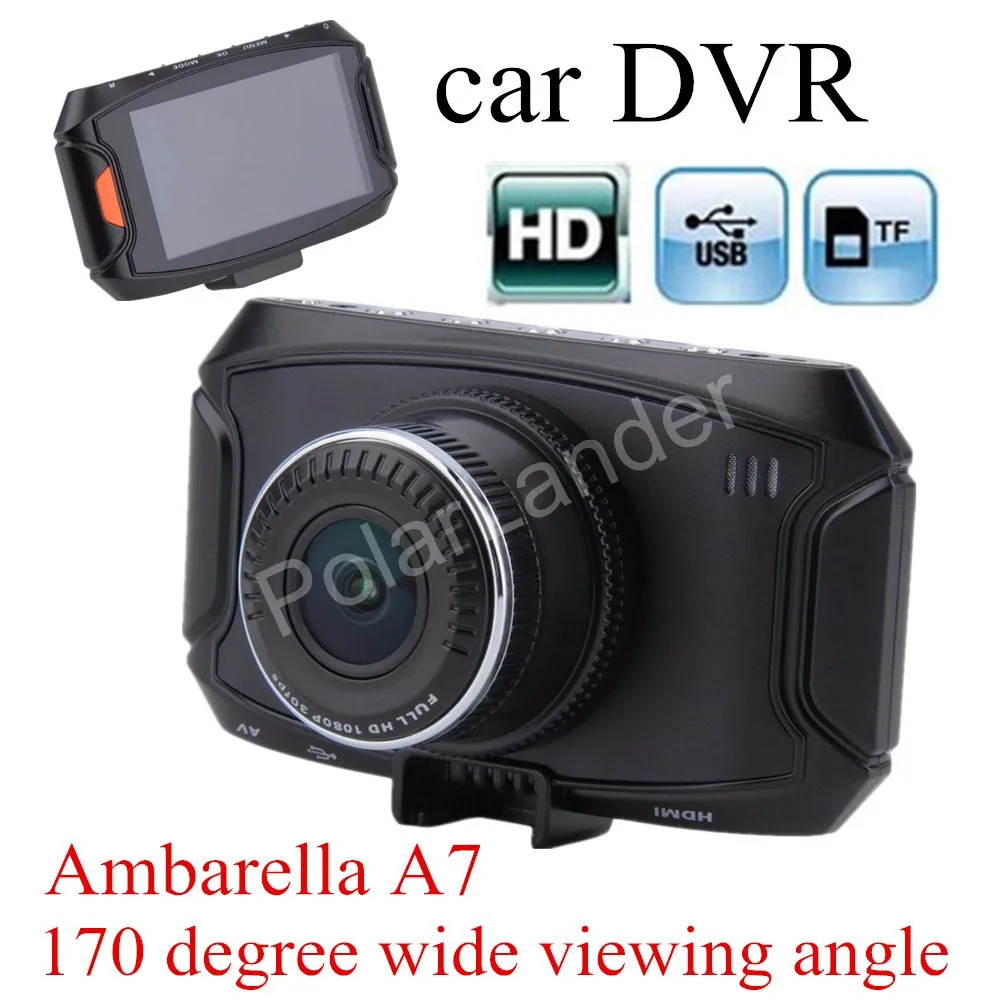 

high quality G90 Car camera Ambarella 170 degree wide viewing angle A7 HD Car DVR Recorder Detector Dash Cam G-Sensor