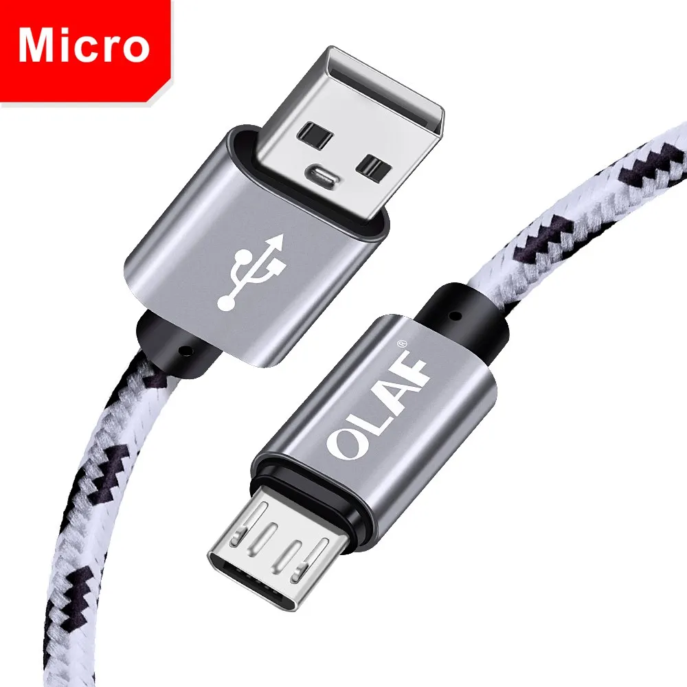 Олаф 2.1A 1 м 2 м Micro USB кабель для Xiaomi Redmi Note 5 Pro 4 Быстрая зарядка USB зарядное устройство кабель для передачи данных для samsung S7 зарядный шнур - Цвет: Silver