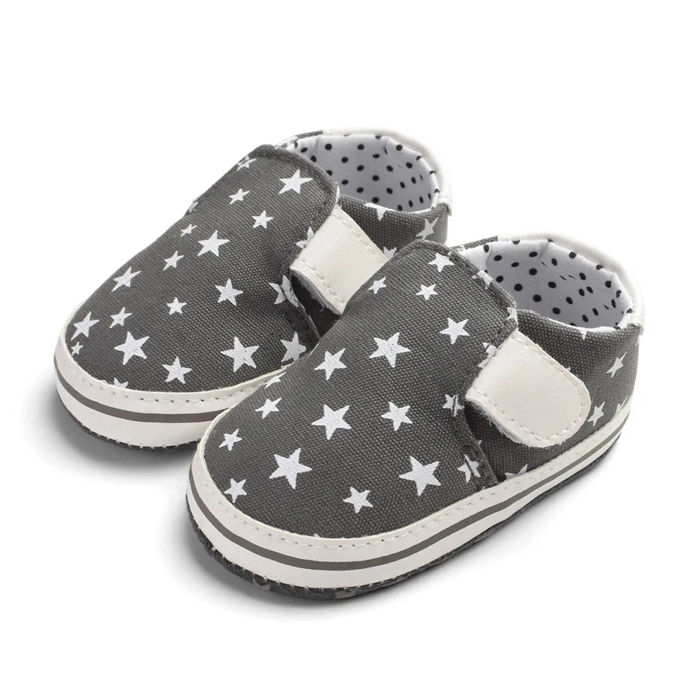 Индивидуальная модная нескользящая обувь на липучке с принтом звезды для новорождённых младенцев, девочек и мальчиков, принт со звездой, мягкая нескользящая обувь на липучке, F5