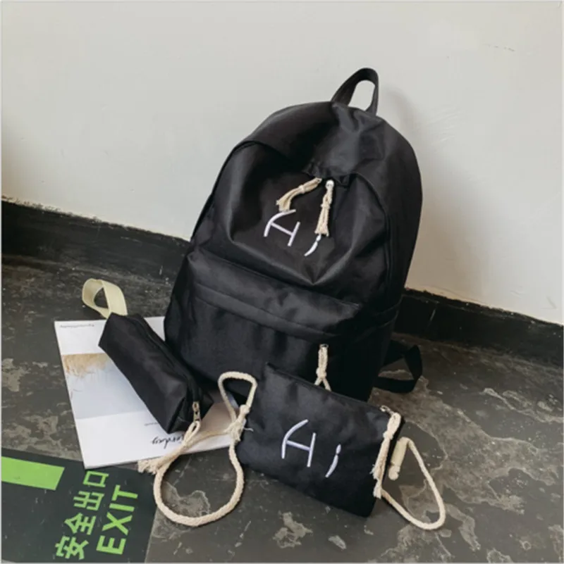 

New Women Bag 3Pcs Lovely Lady Girls Nylon Travel Backpack Rucksack Large Travel Shoulder Bag Waterproof High Quality