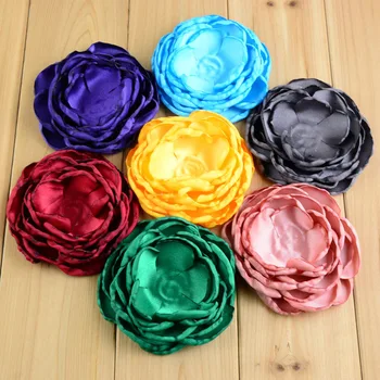 

44pcs/lot DIY Unfinished Satin Poppy Layered Flowers Fabric Handmade Flowers 22 color Hair Accessories