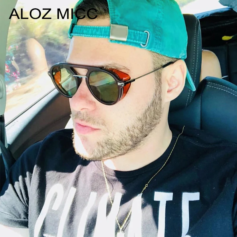 

ALOZ MICC SteamPunk Sunglasses Men Round Designer Punk Metal SUNGLASSES Women Oculos Retro Punk Eyewear UV400 Q169