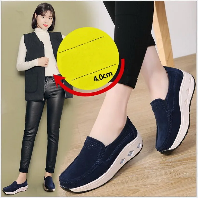 

Spring Women Flat shoes Suede Leather Platform Loafers Slip On casual shoes ladies walking shoes flats Ladies Creepers