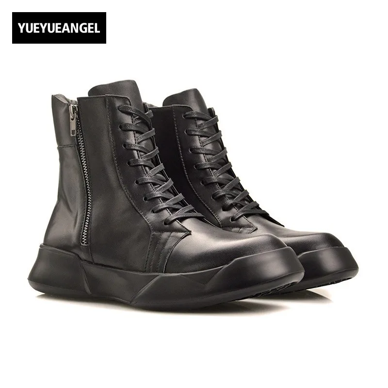 European Winter High Top Genuine Leather Mens Matin Boots Motorcycle