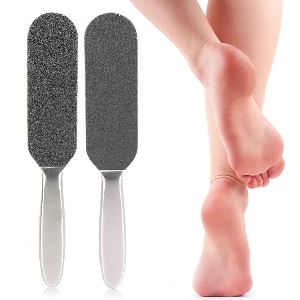 Stainless Steel Double Side Pedicure Foot File with 10pcs Dry Sand Paper Rasp Callus Hard Skin