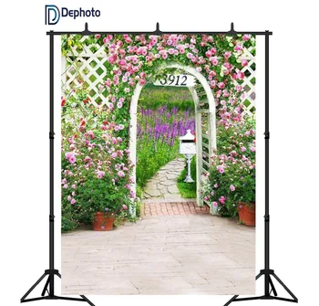 

DePhoto Spring Flower Garden Fence Floor Baby Photography Backgrounds wedding Photographic Backdrops For Photo Studio