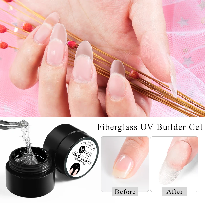

Mtssii 15ML Fiber Gel Polish Fiberglass UV Builder Nail Gel for Nail Extensions Nails Gel Fiber UV Quick Building Manicure Tools