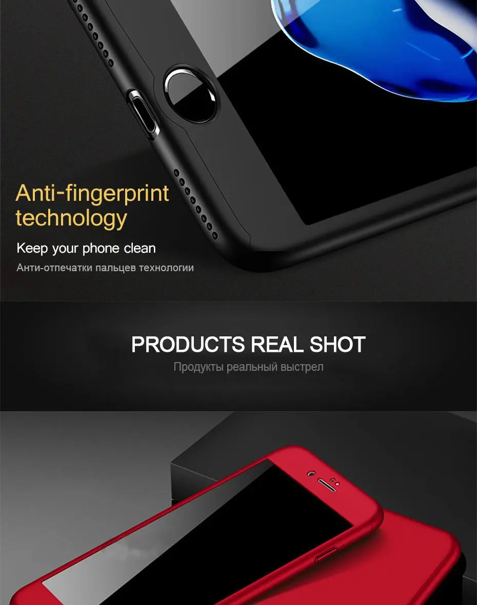 Luxury 360 Degree Phone Case for iPhone 5 5S SE 6 6S 7 8 Plus Fundas Plastic Full Cover for iPhone X XR XS Max Cases with Glass iphone se silicone case