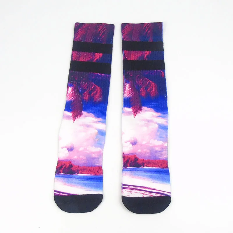 

Socks with Prints Sport Sock for Men Skate Basketball Running Cycling Socks Compression Colorful Rainbow Outdoor Sport Sock