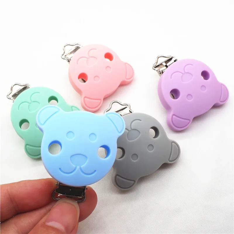 Chenkai 250pcs BPA Free DIY Baby Silicone Round Bear Flower Dinosaur Butterfly Soother Nursing Dummy Draft Toy Accessories Clips