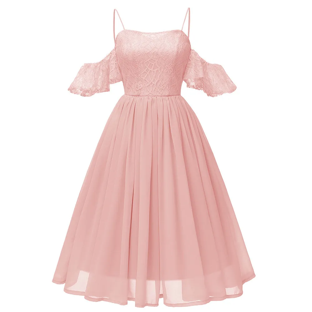 

2019 New Summer Women Dresses Vintage Princess Floral Lace Cocktail O-Neck Party Aline Swing Dresses Female vestido de verano