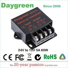 Conversor dc 24vdc para 12vdc 5amp 60w, regulador de fluxo para carro, redutor para luzes led 24v para certificado do ce 12v 10a daygreen