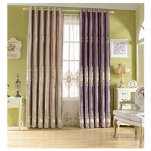 Velluto di lusso Tende Ricamo Pesante Tenda di Finestra del Tessuto di Colore Avorio Black Out Tende per la Camera Da Letto Soggiorno Luce di Ombreggiatura(China)