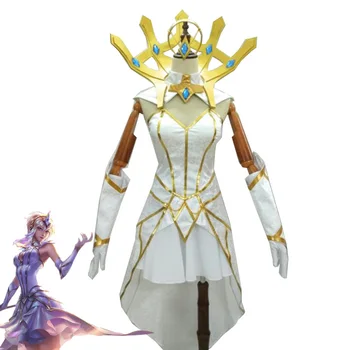 

LOL Lux Cosplay Costumes Luxanna Crownguard Luminosity Elementalist LUX Women Girls White Dress Halloween Carnival Uniforms