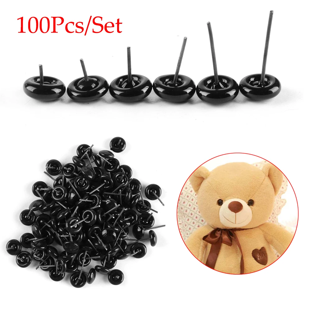 

100Pcs/set Safety Glass Eyes 3/5/7/9/11mm Needle Felting Teddy Bears Dolls Animals Black Eyes Dolls Accessories