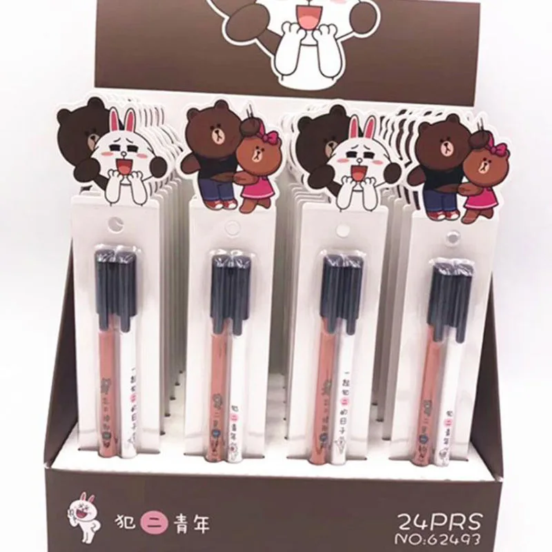 

2Packs=4Pcs Kawaii Bear Rabbit Couple Friendly Forever Gel Pen Student Gift Stationery School Office Supply