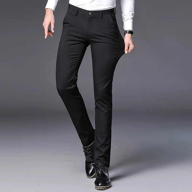 Mens Suit Pants Men Dress Pants Straight Business Office Man Formal ...