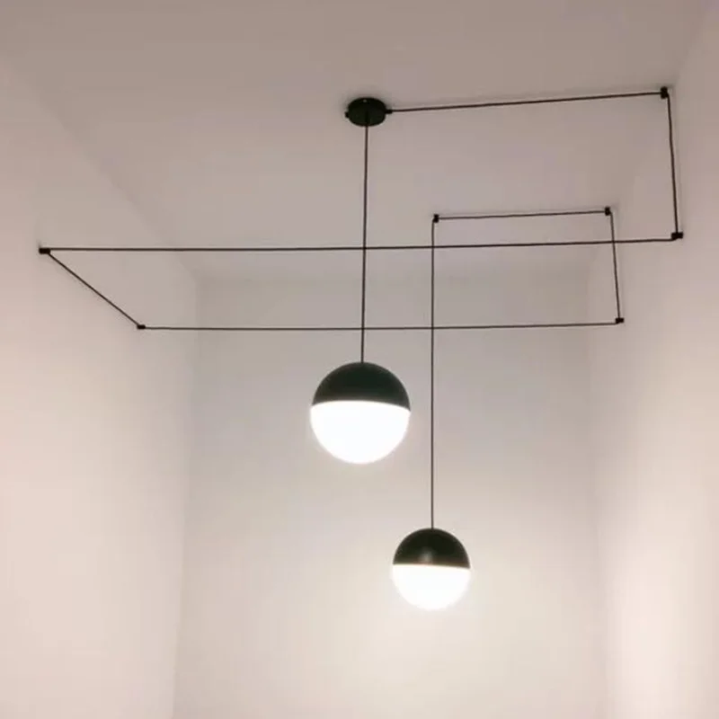  Postmodern Iron Line Pendant Lamps Nordic Living Room Bedroom Lamp Corridor Personality DIY Decor G - 32995620172