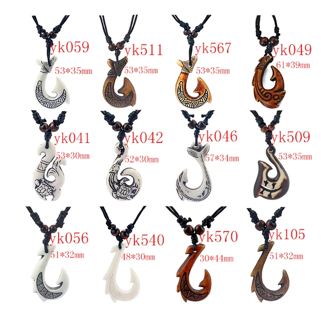 12pcs Ethnic Tribal Imitation Yak Bone Nz Maori Hook Amulet