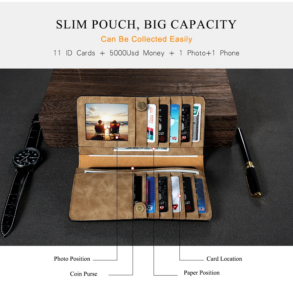 Retro Wallet Case For Samsung S8 Huawei P10 PU Leather Phone Pouch (4)