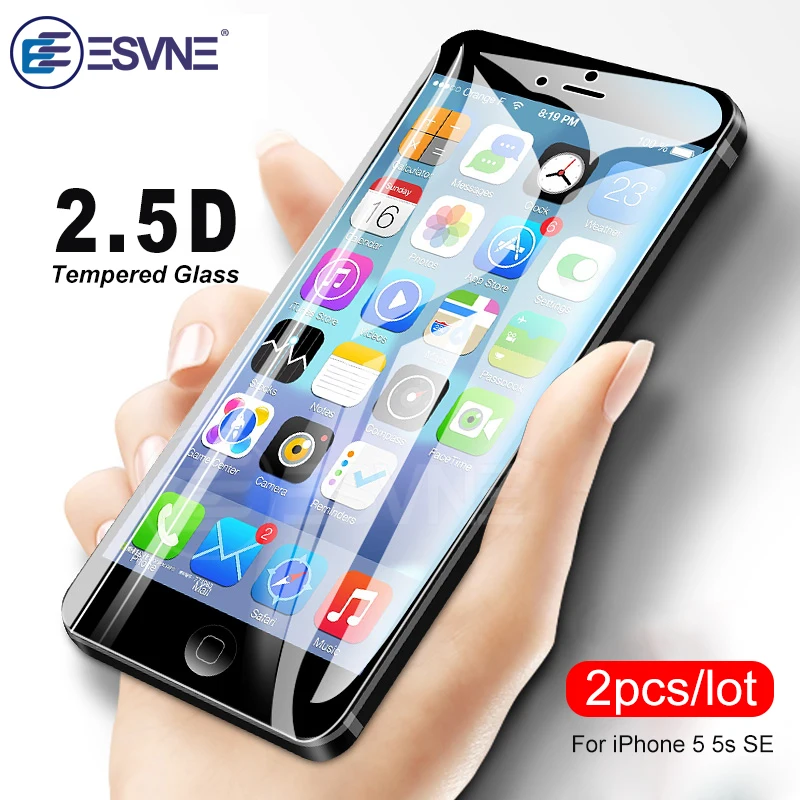 

ESVNE (2PCS/LOT) 2.5D Protective Glass For iPhone 5s glass HD on the 0.26mm iPhone se glass 5 Screen Protector Tempered Glass