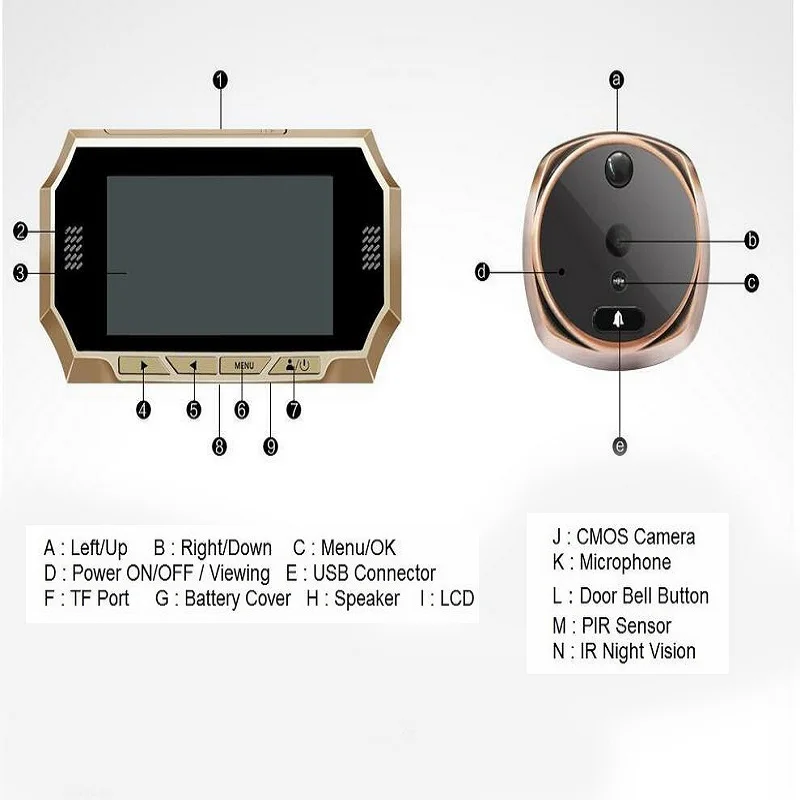  4.3 Intelligent wireless visual doorbell high definition photo recording video intercom monitor cam
