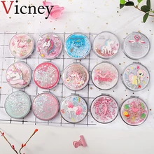 Mini Makeup Mirror Compact Pocket Mirror Portable Double-Sided Folding Cosmetic Mirror Female Gifts With flowing sparkling sand engrave letters free bling crystal mini beauty pocket mirror makeup compact mirror pearl sunflower stainless steel wedding gifts