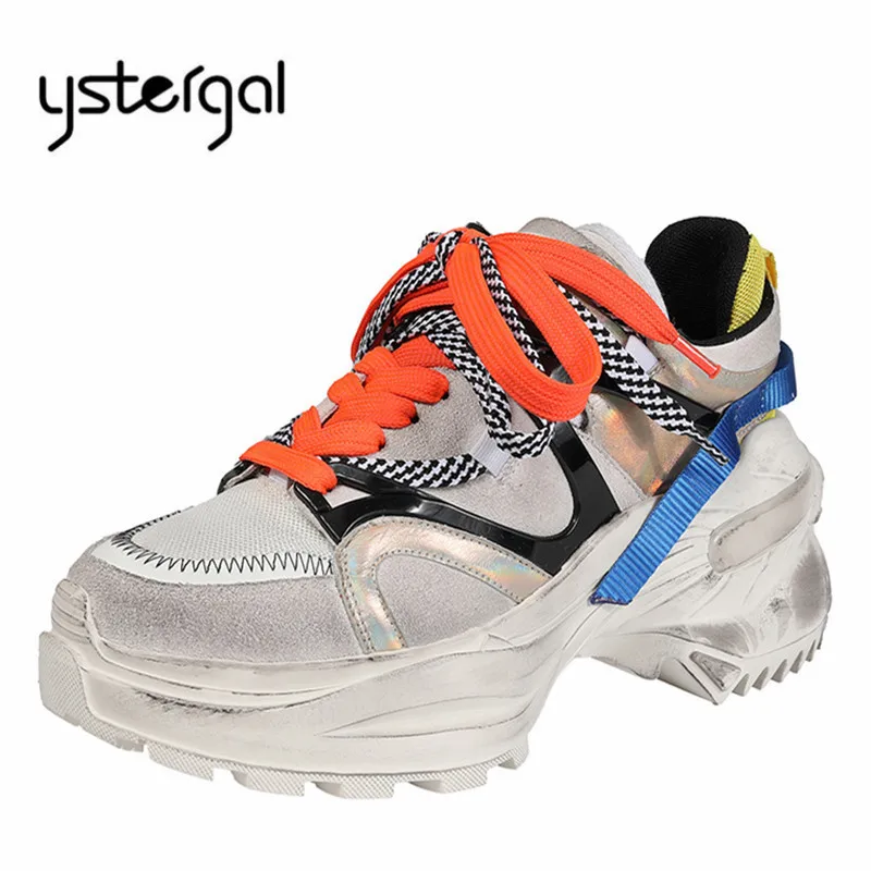 

Ystergal 2019 New Women Sneakers Female Retro Platform Creepers Lace Up Espadrilles Tenis Feminino Trainers Colorful Shoes Woman