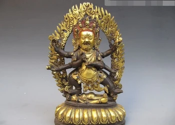 

fast shipping USPS to USA S3350 Tibet Bronze gild Six Arm Hands Vajrabhairava Mahakala Vajrapani Buddha Statue
