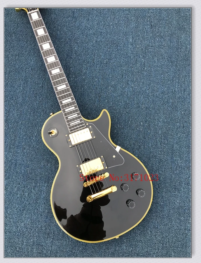 Новый черный LP изготовленная на заказ электрическая гитара желтый связывания золото аппаратных LP гитары.подробности о шоу высокого качества в редакции 1960 года 