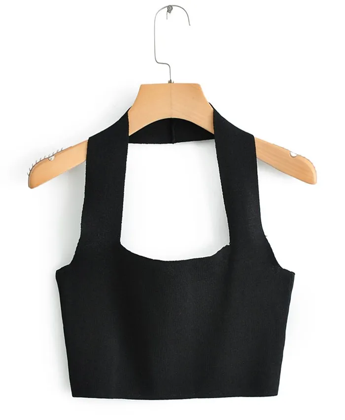 Женские майки крючком Camis Желтый Черный Белый летняя блузка на бретелях свободный размер - Цвет: XQJ9512 Black