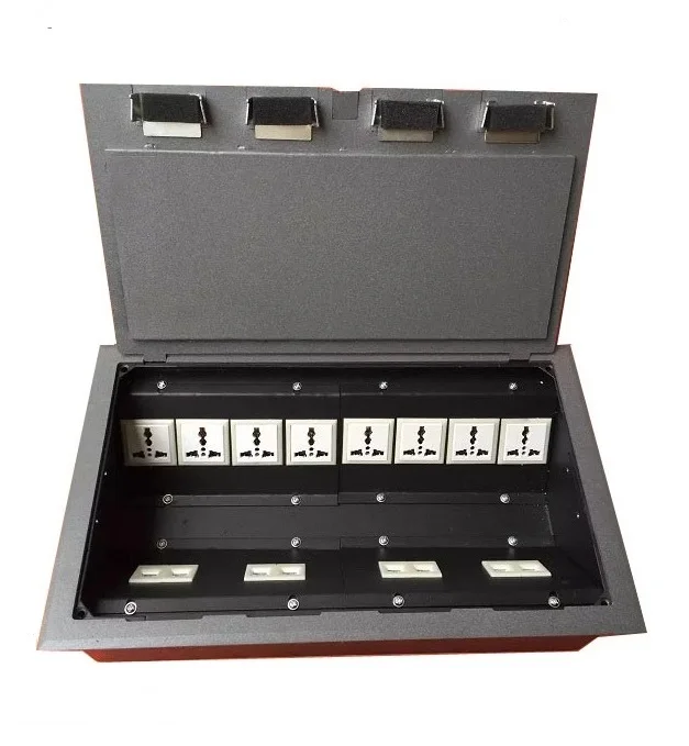 

2019 Floor power sockets exhibition power outlet floor socket box HGD-300K with Q235 Decorative pattern steel lid