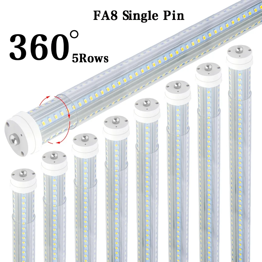 

T8/T10/T12 8FT LED Tube Light,360 degree 5 Side 8 Foot LED Bulbs,8ft led shop light,8ft Single Pin 120W 13000LM SMD2835 LED chip