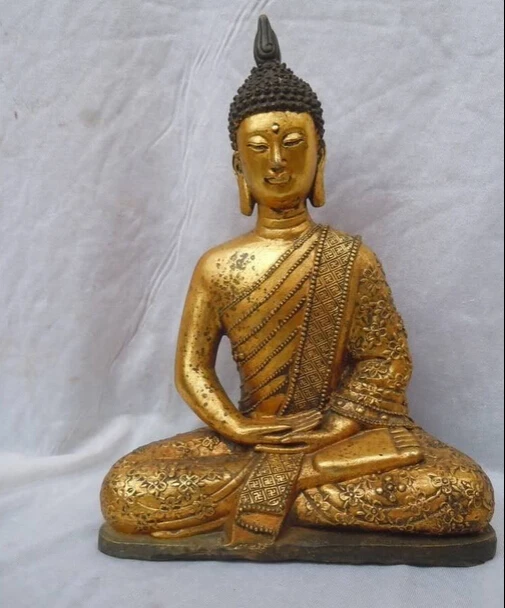 

008040 11 Inch gilt bronze Thailand Buddhism buddha statues
