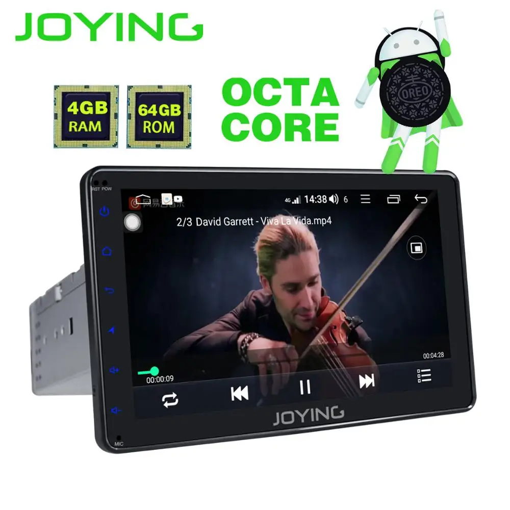 Cheap JOYING Android 8.1 car radio 1 din stereo head unit Octa Core 8"HD Screen 4GB ram 64GB ROM support 4G DSP Split Screen SWC audio 5