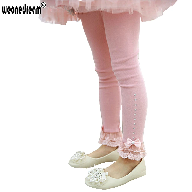 2017 New Baby Girls Leggings Children Cotton Girls Pants Bow Lace Kids