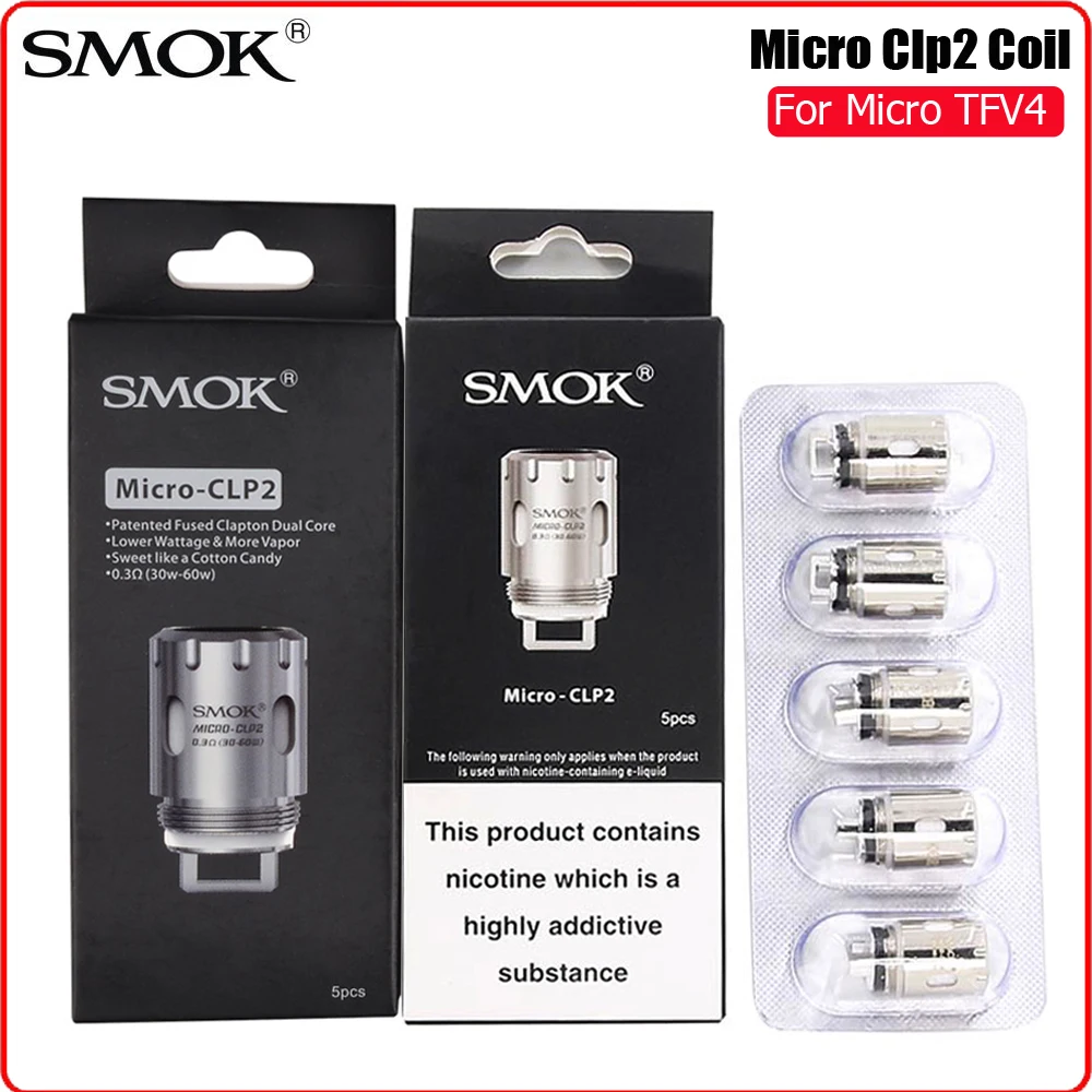 

Original SMOK Micro Clp2 Coil Head 0.3ohm 0.6ohm Dual Core Eletronic Cigarette Atomizer Resistance Core for Micro TFV4 Vaporizer
