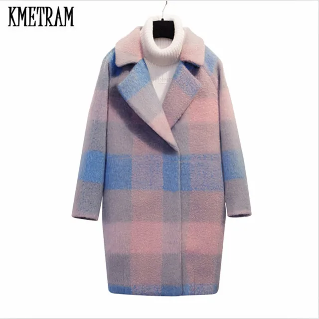 kmetram nouveau long hiver manteau femmes laine manteau manteau
