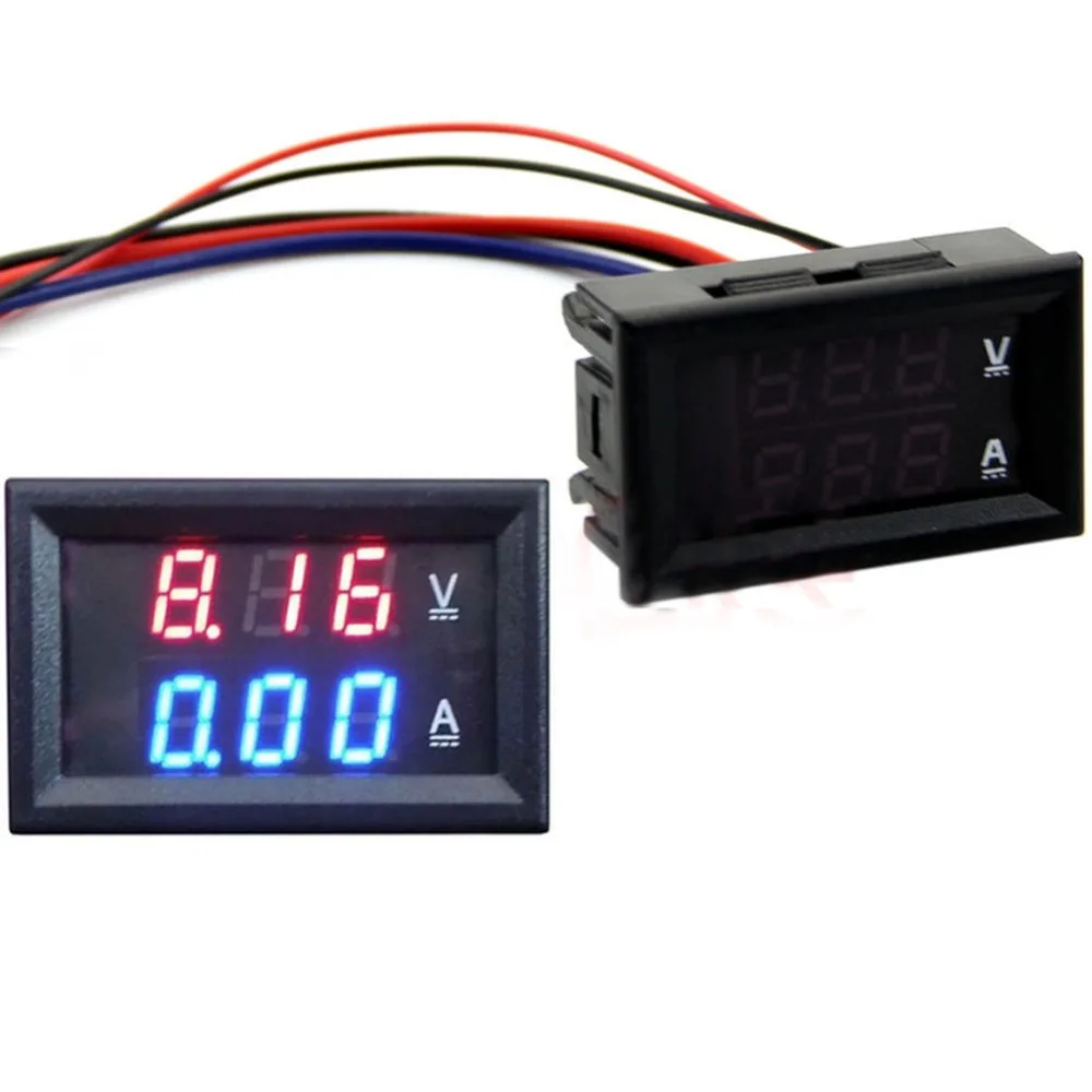 DC 100V 50A Voltmeter Ammeter Blue + Red LED Amp Dual Digital Volt