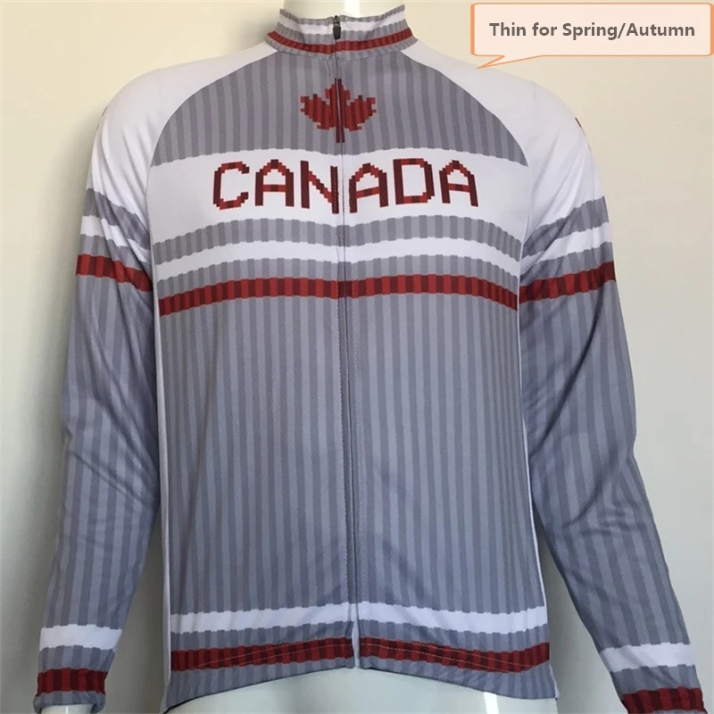 CANADA Cycling Jersey Long Sleeve Bike Clothing Quick Dry Breathable