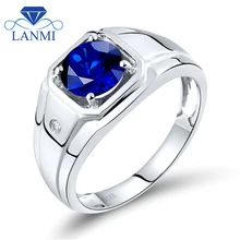Unique Design Round 6.6mm Genuine Diamond Sapphire Custom Mens Rings For Wedding In 18Kt White Gold WU292