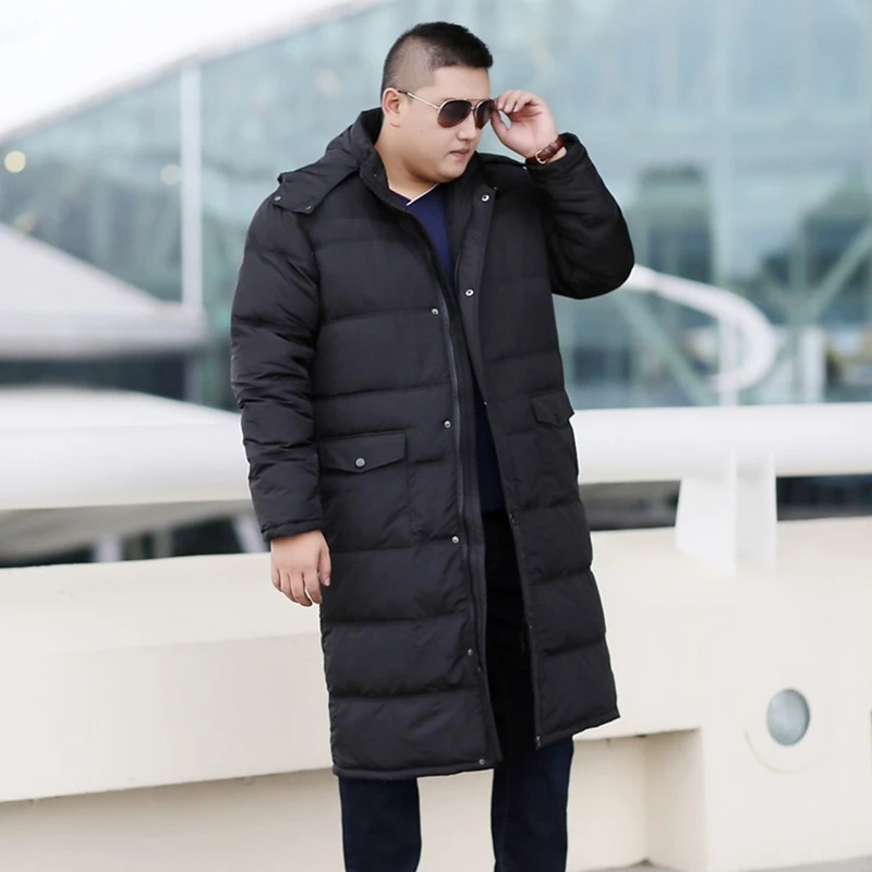 Зимний длинный пуховик высокий большой размер жир пальто XL выше колена 10XL 9XL размера плюс длинный абзац Мужская зимняя одежда 8XL 7XL 6XL