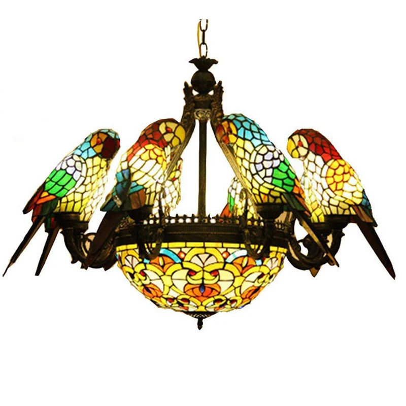 SGROW Современные светодиодные люстры ручной работы стеклянный попугай абажур лампы для гостиной Тиффани Lampara Внутреннее освещение светильники